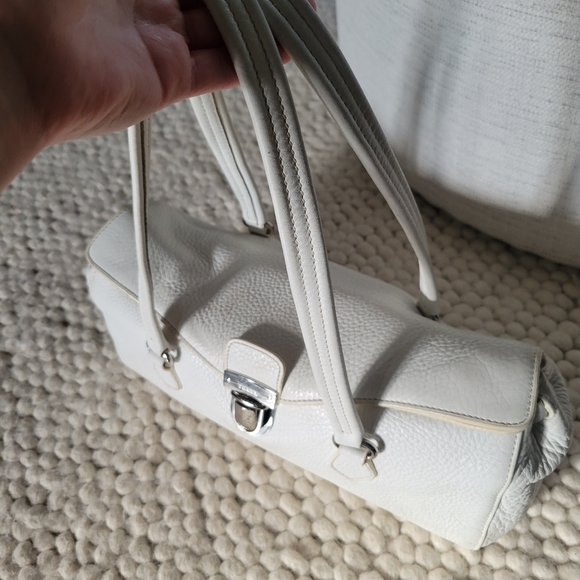 Authentic Prada Daino Bianco Leather Bag Baguette Shoulder Y2k 2000s Vintage - Picture 5 of 11
